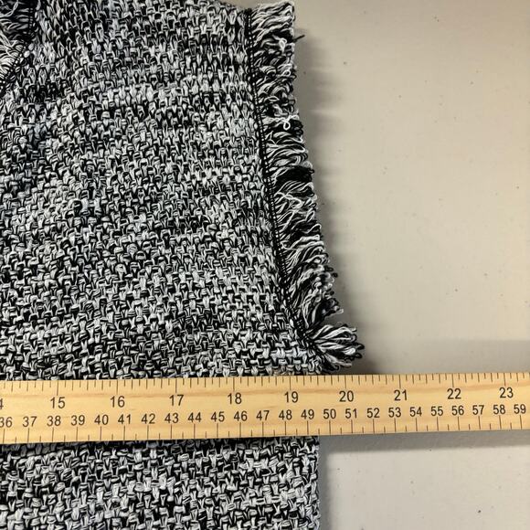 Cocogio Cardigan Black & White Knitted Fringe Soft Open Front Sleeveless ITALY - Picture 5 of 8